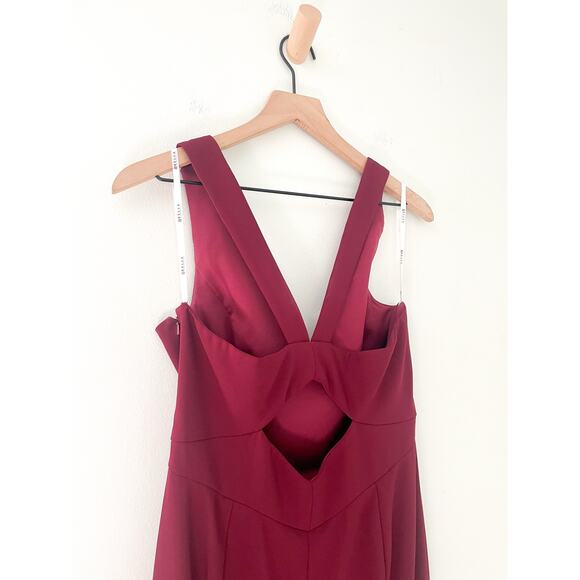 Bella Bridesmaids Maxi Dress Size 12 Regular Red Cabernet Crepe BB116 Wedding - Picture 8 of 14